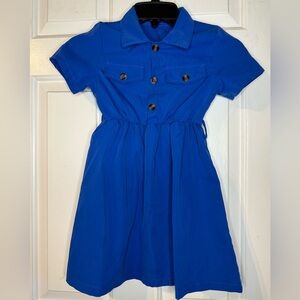 SHEIN Vibrant Blue Kids Dress with Button Accents